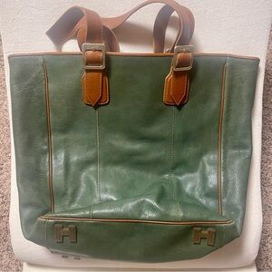 Hunter Green Leather Tote Bag